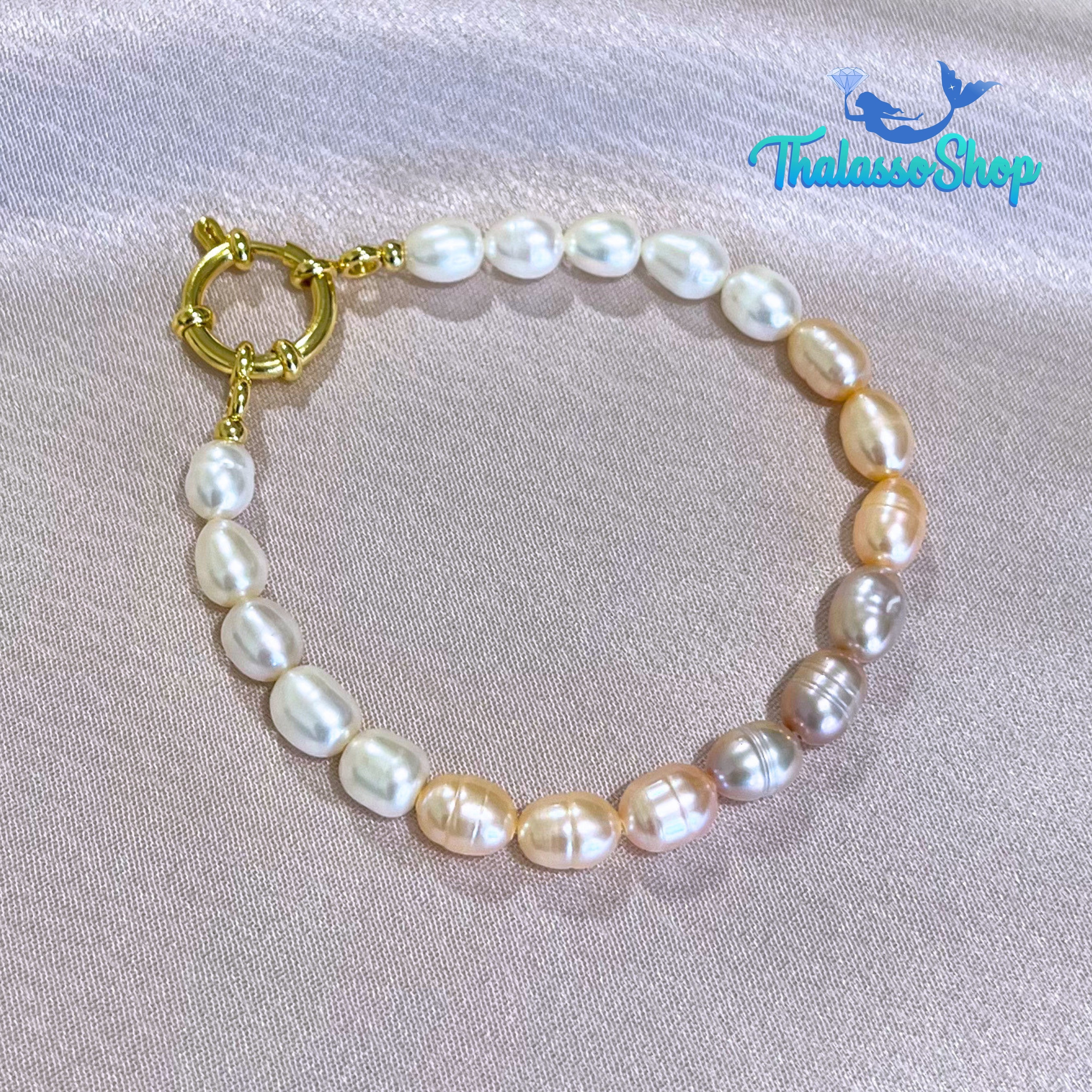 JEHZA Peach-Lilac Pearl Bracelet