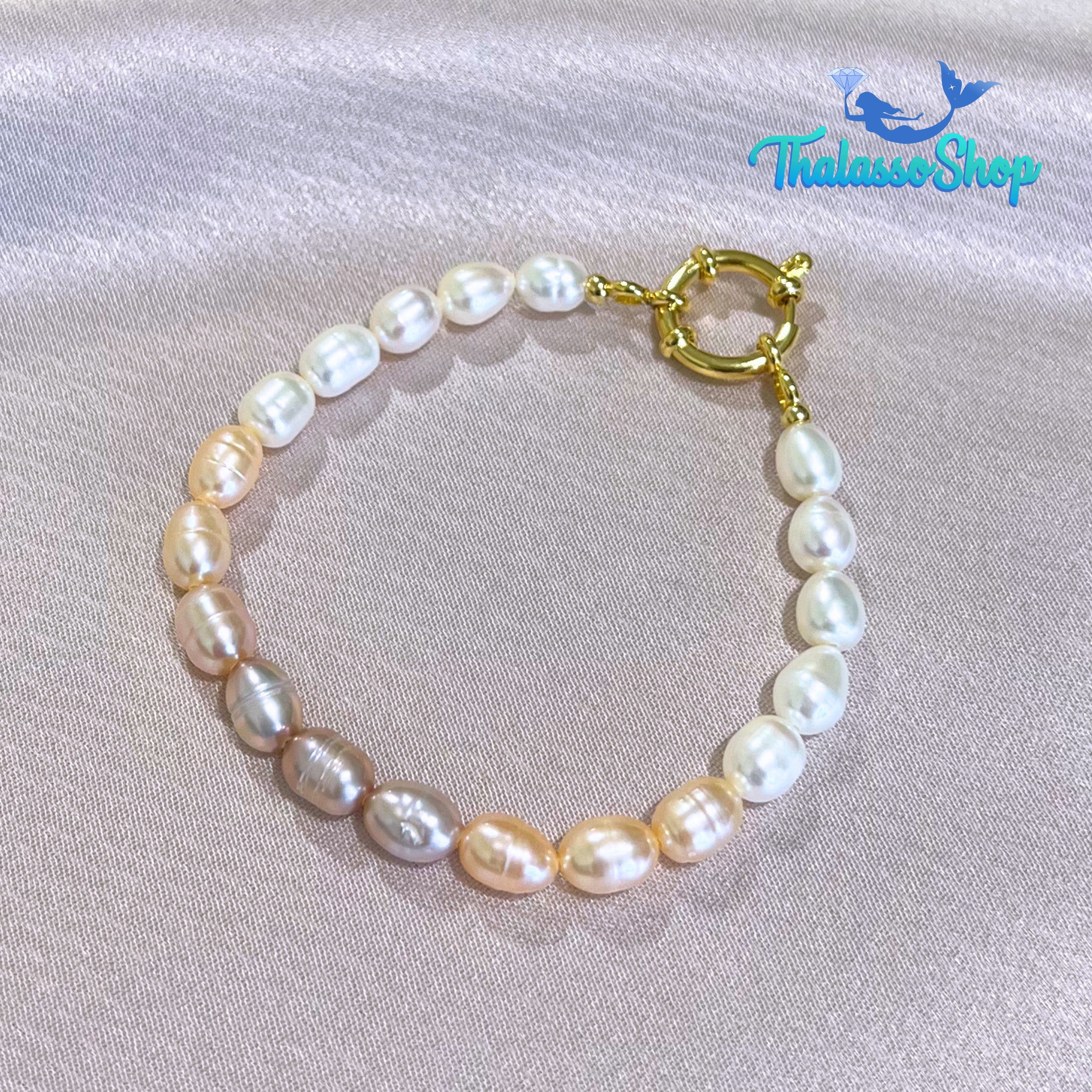 JEHZA Peach-Lilac Pearl Bracelet