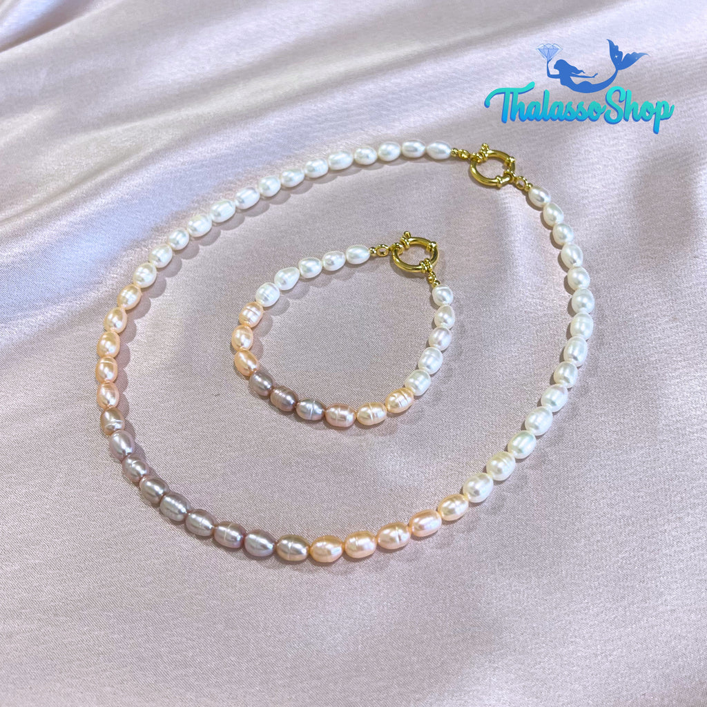 JEHZA Peach-Lilac Pearl Necklace