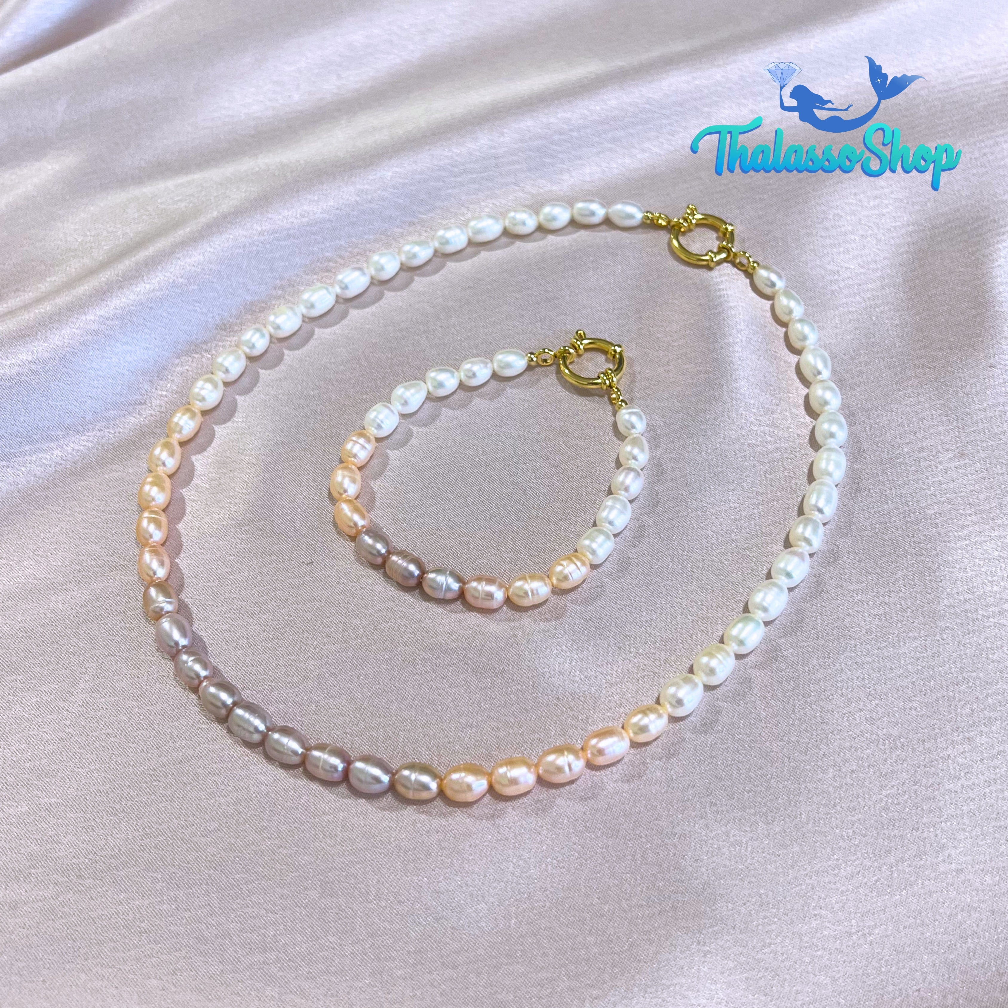 JEHZA Peach-Lilac Pearl Necklace