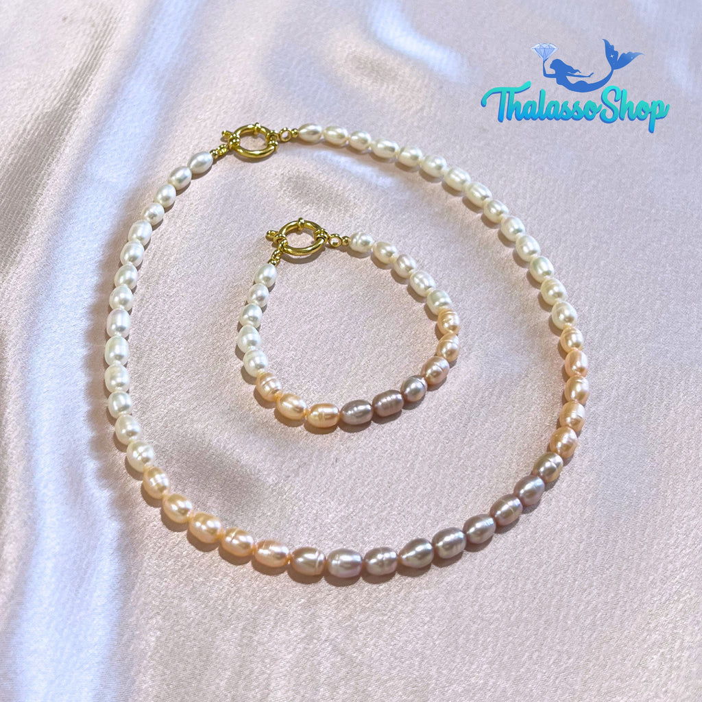 JEHZA Peach-Lilac Pearl Necklace