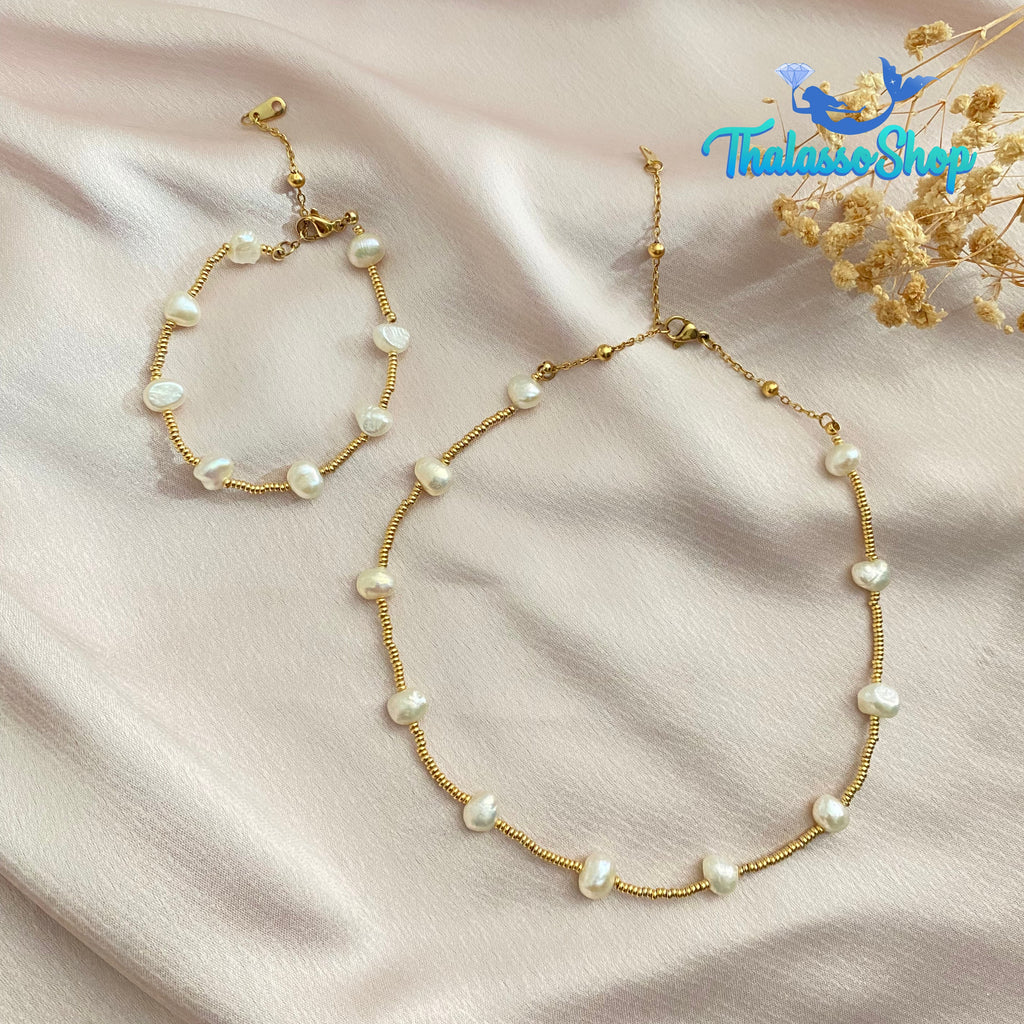 CAROLINE Pearl Necklace and Bracelet