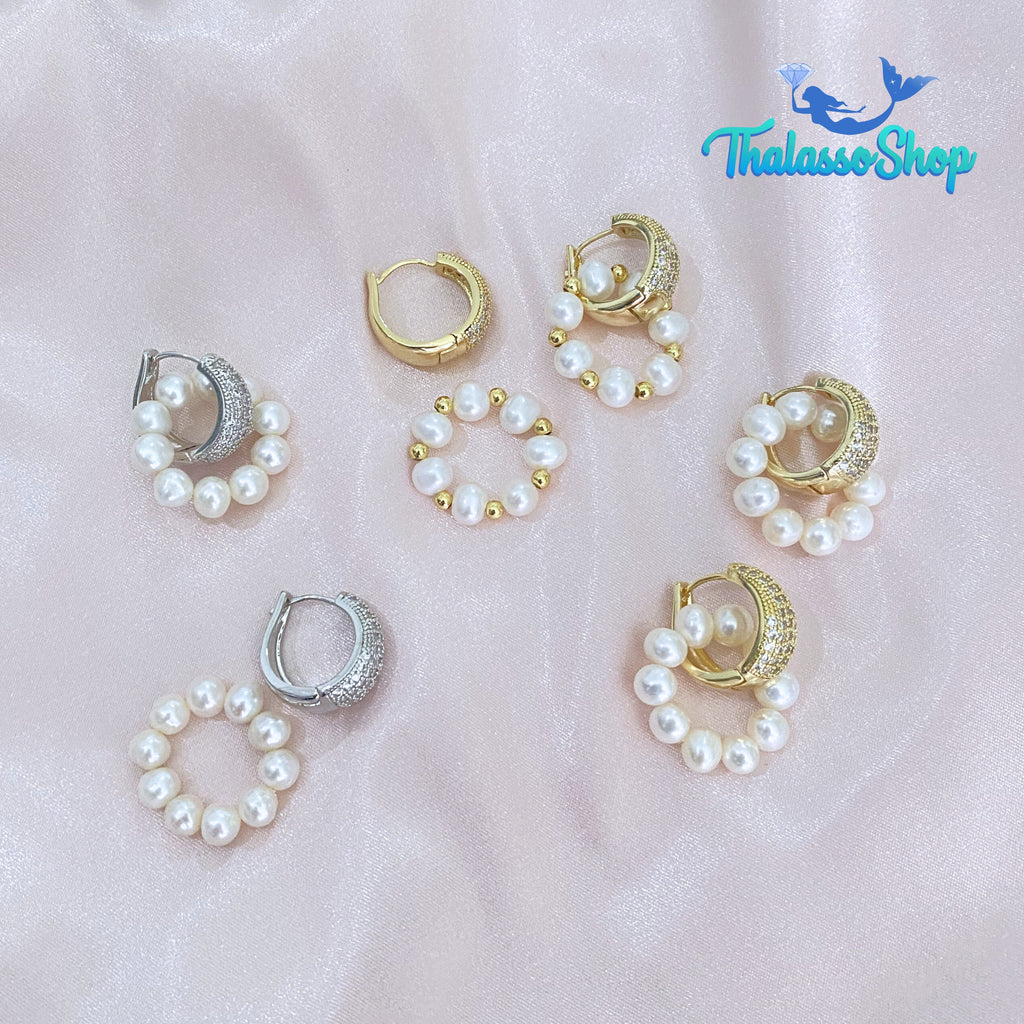 WILNELIA Pearl Hoop Earrings