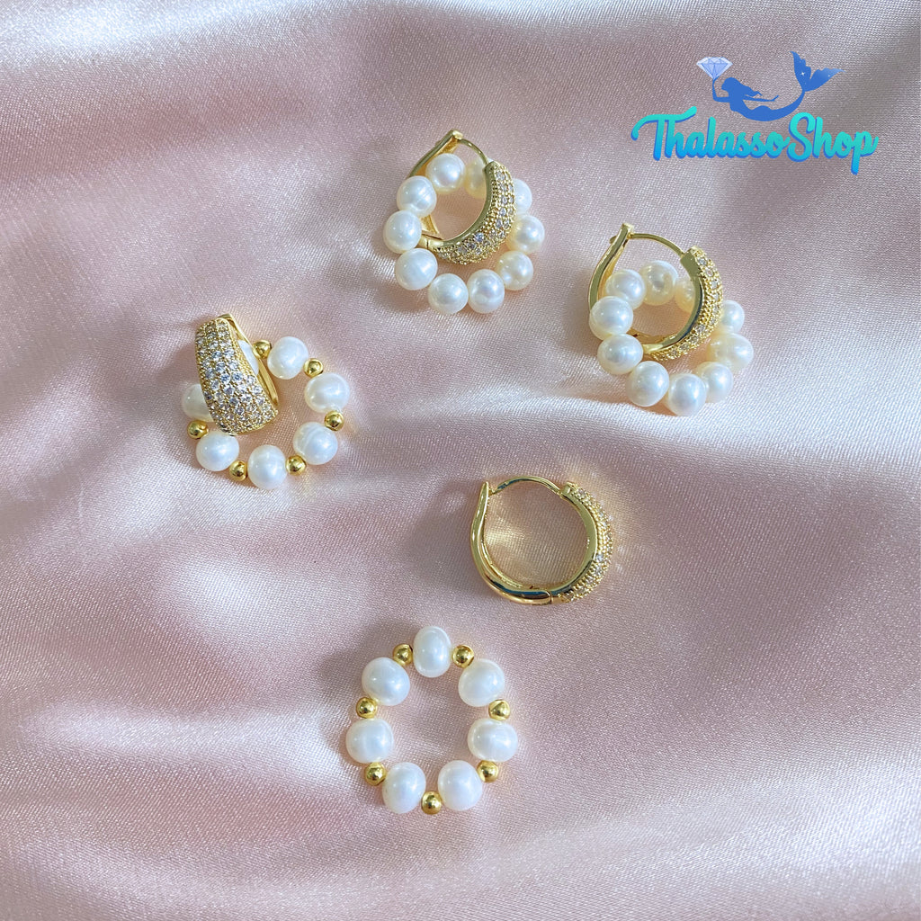 WILNELIA Pearl Hoop Earrings