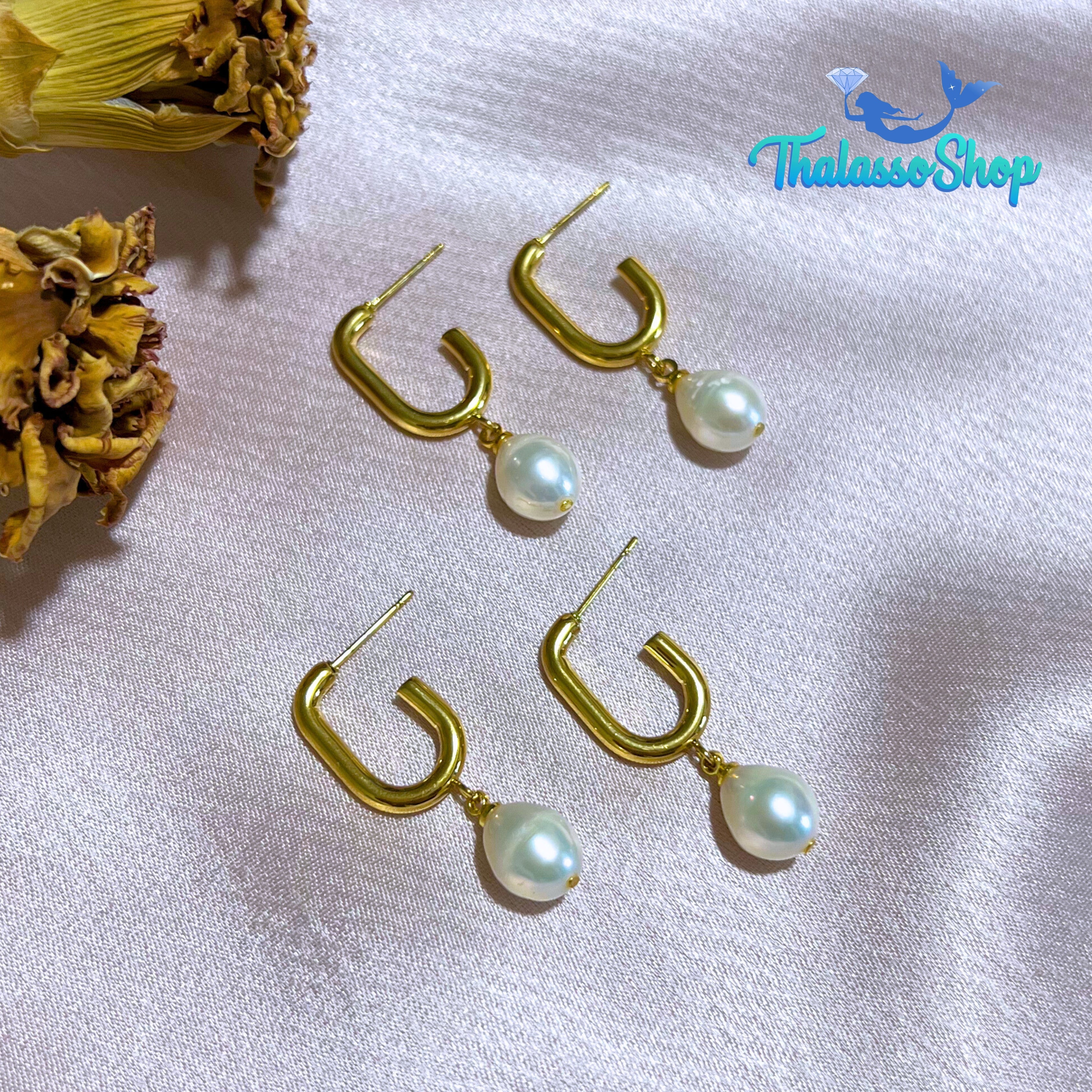 SHEYNNIS Pearl Hoop Earrings