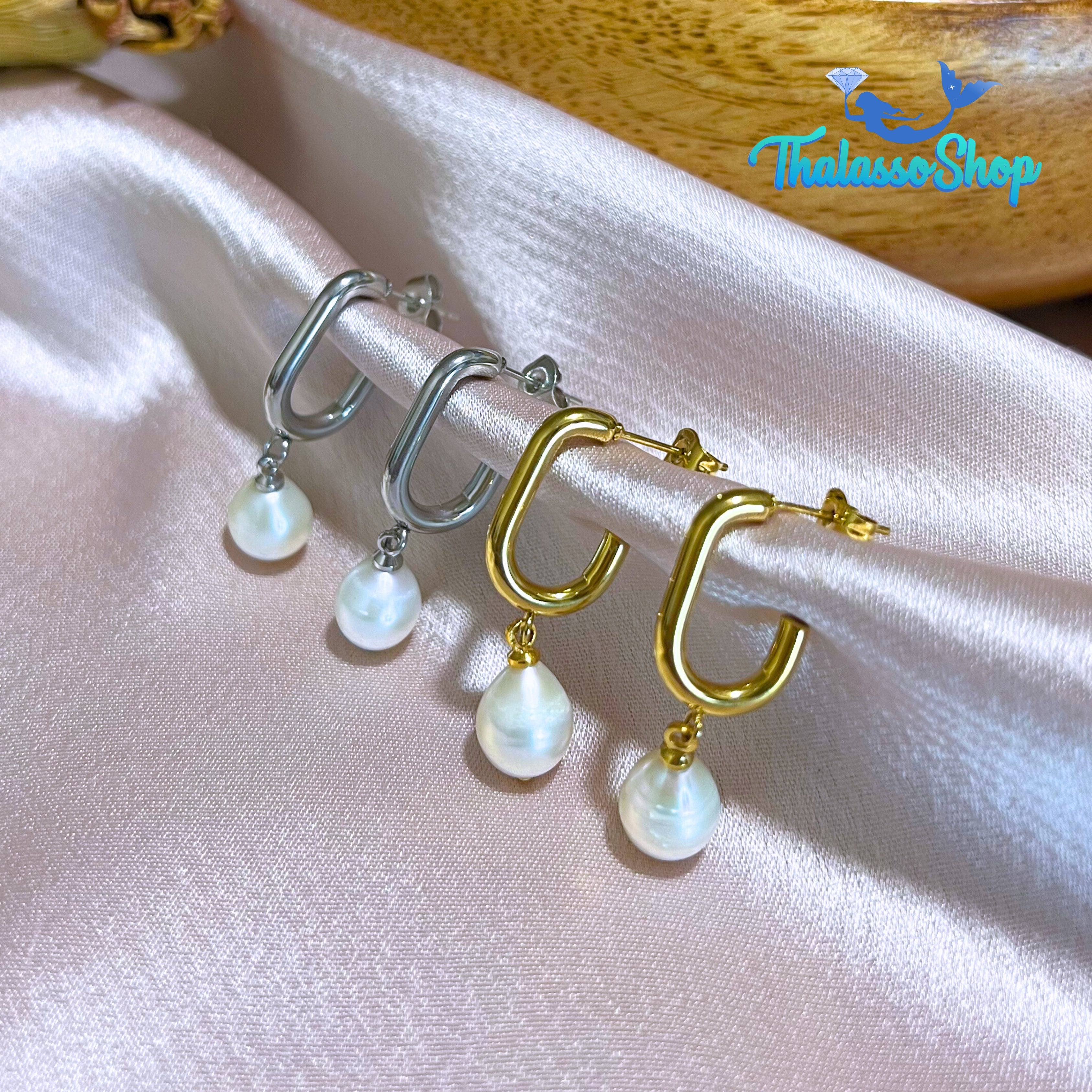 SHEYNNIS Pearl Hoop Earrings