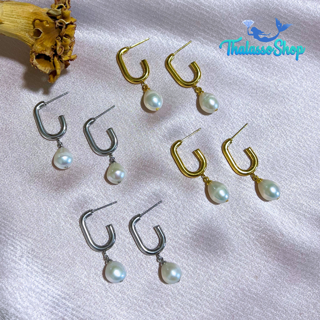 SHEYNNIS Pearl Hoop Earrings