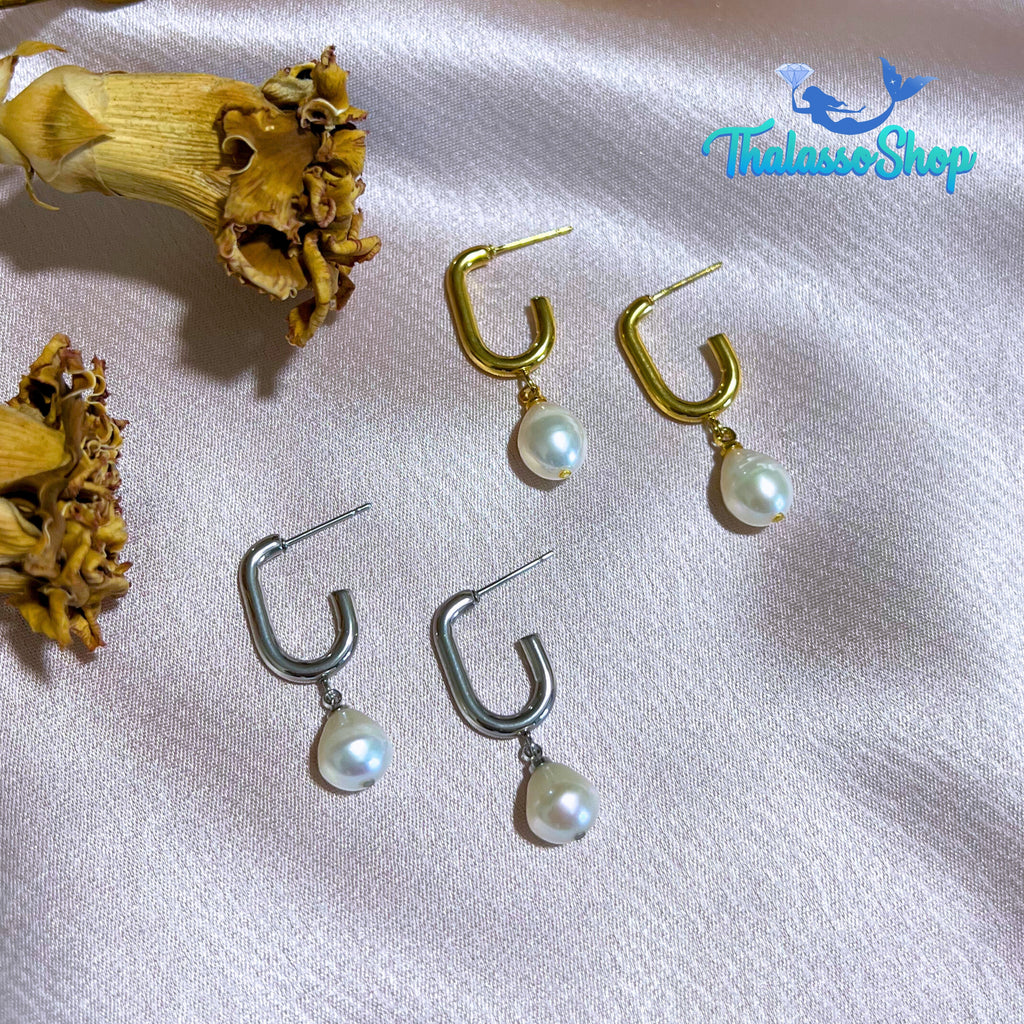 SHEYNNIS Pearl Hoop Earrings