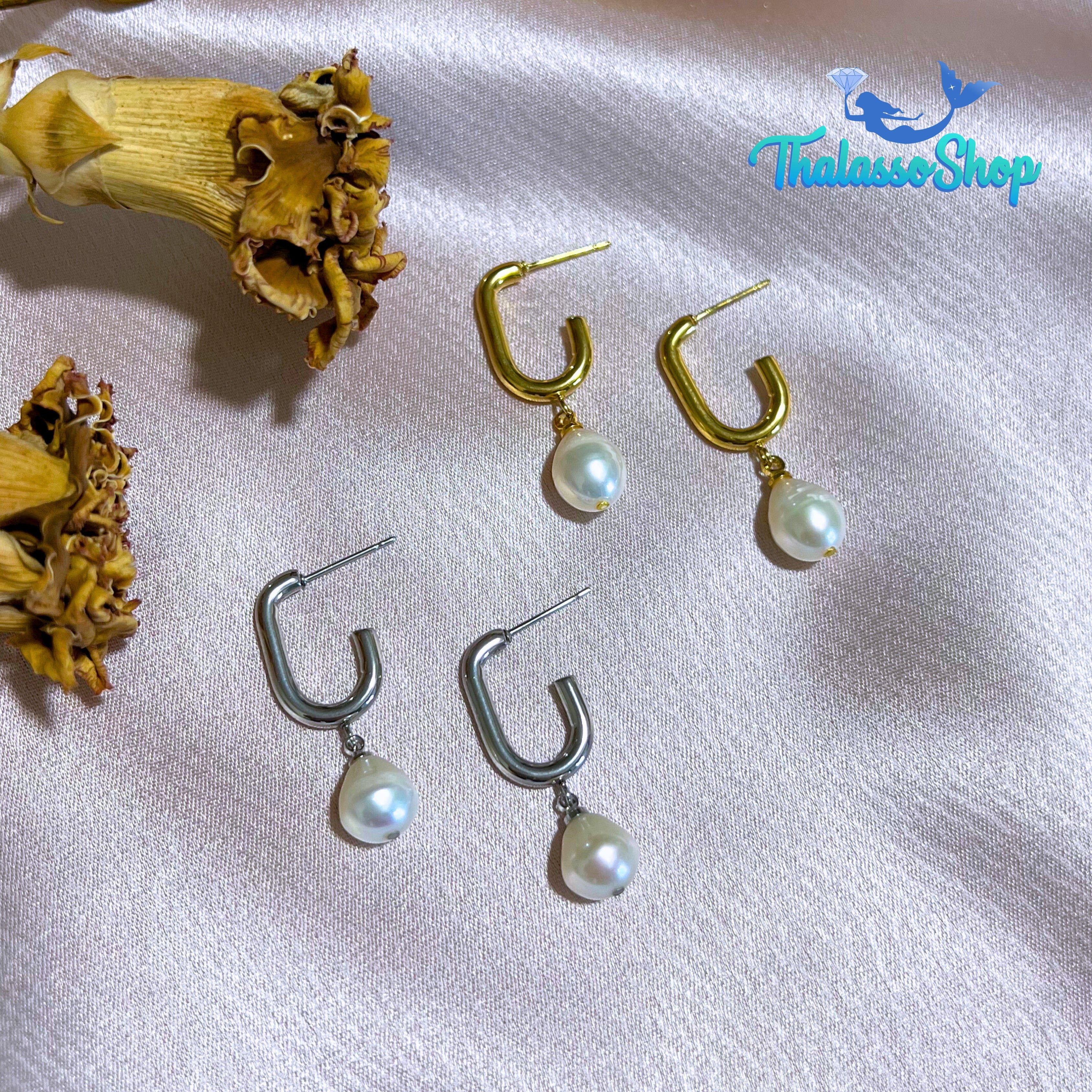 SHEYNNIS Pearl Hoop Earrings
