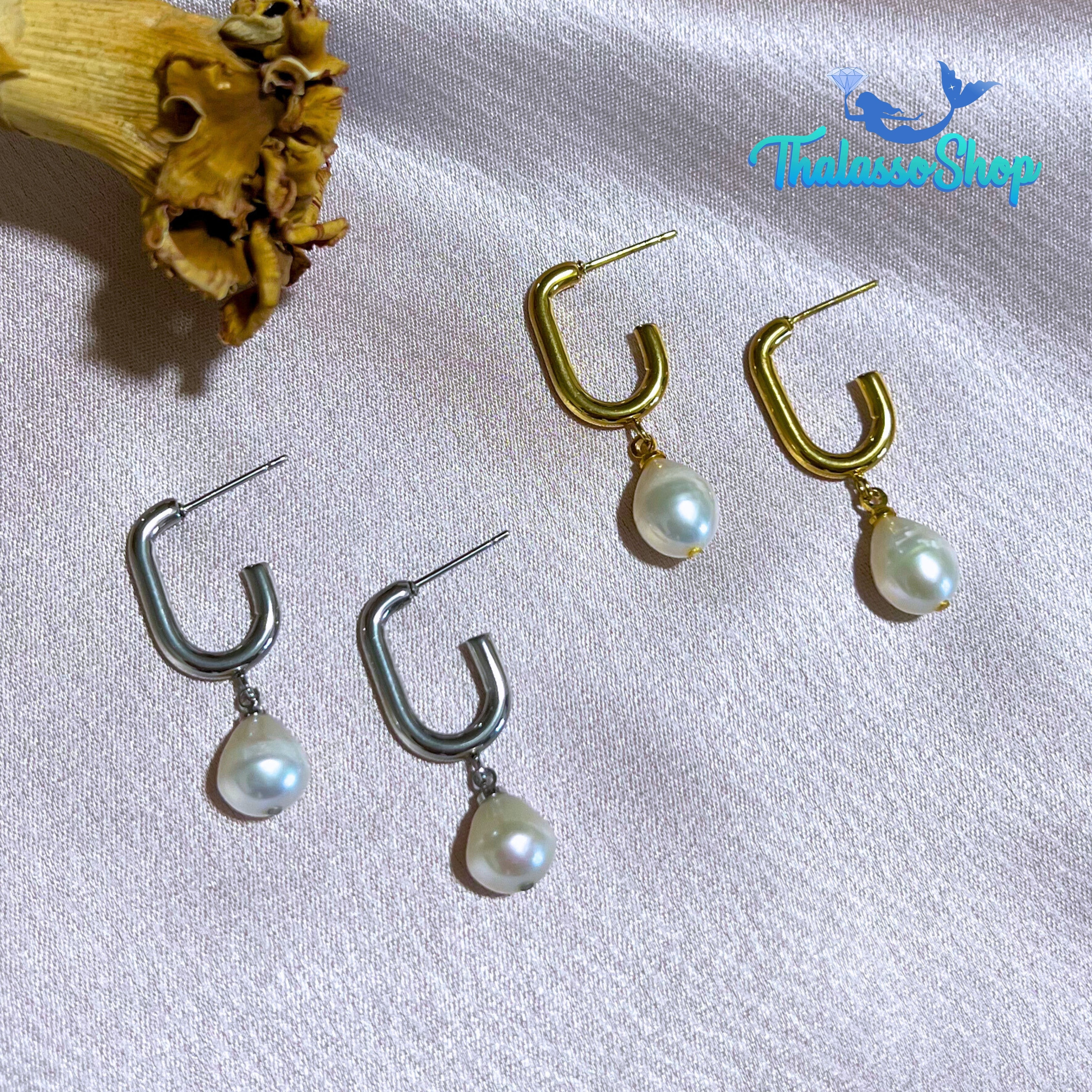 SHEYNNIS Pearl Hoop Earrings