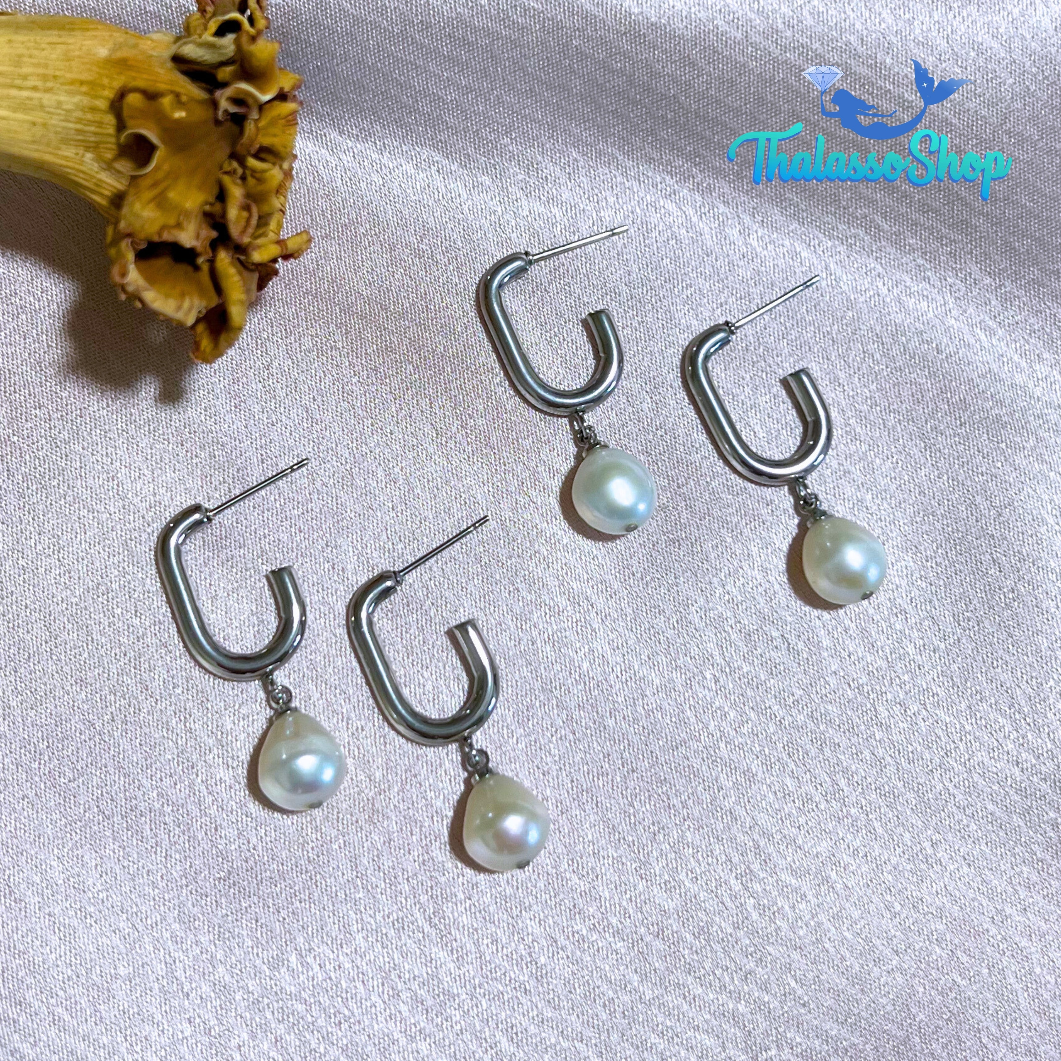 SHEYNNIS Pearl Hoop Earrings