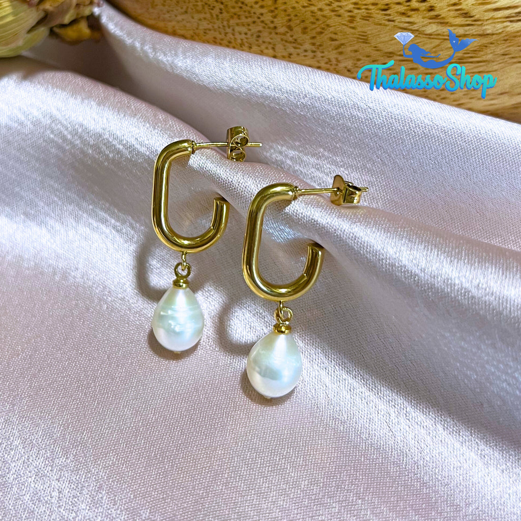 SHEYNNIS Pearl Hoop Earrings