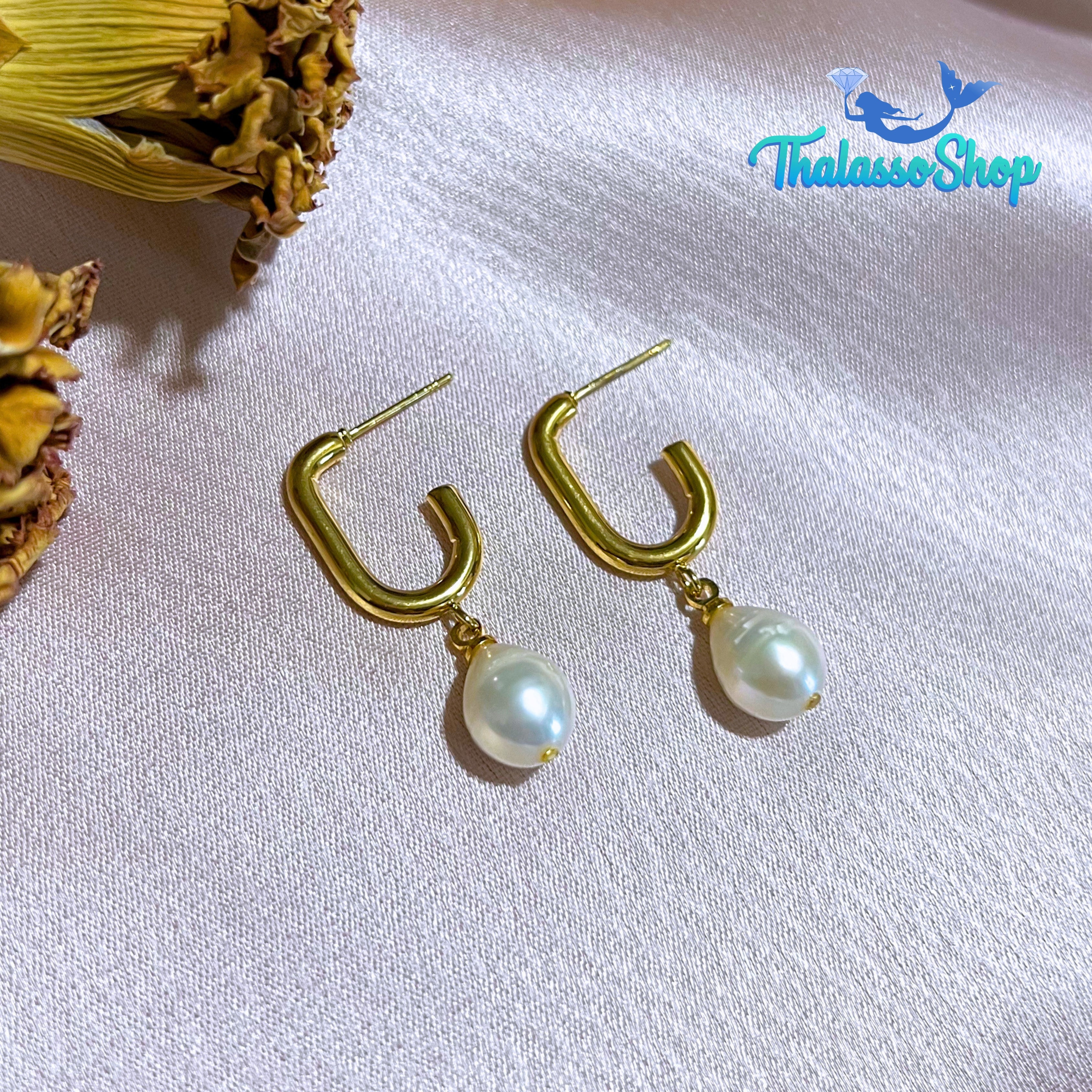 SHEYNNIS Pearl Hoop Earrings