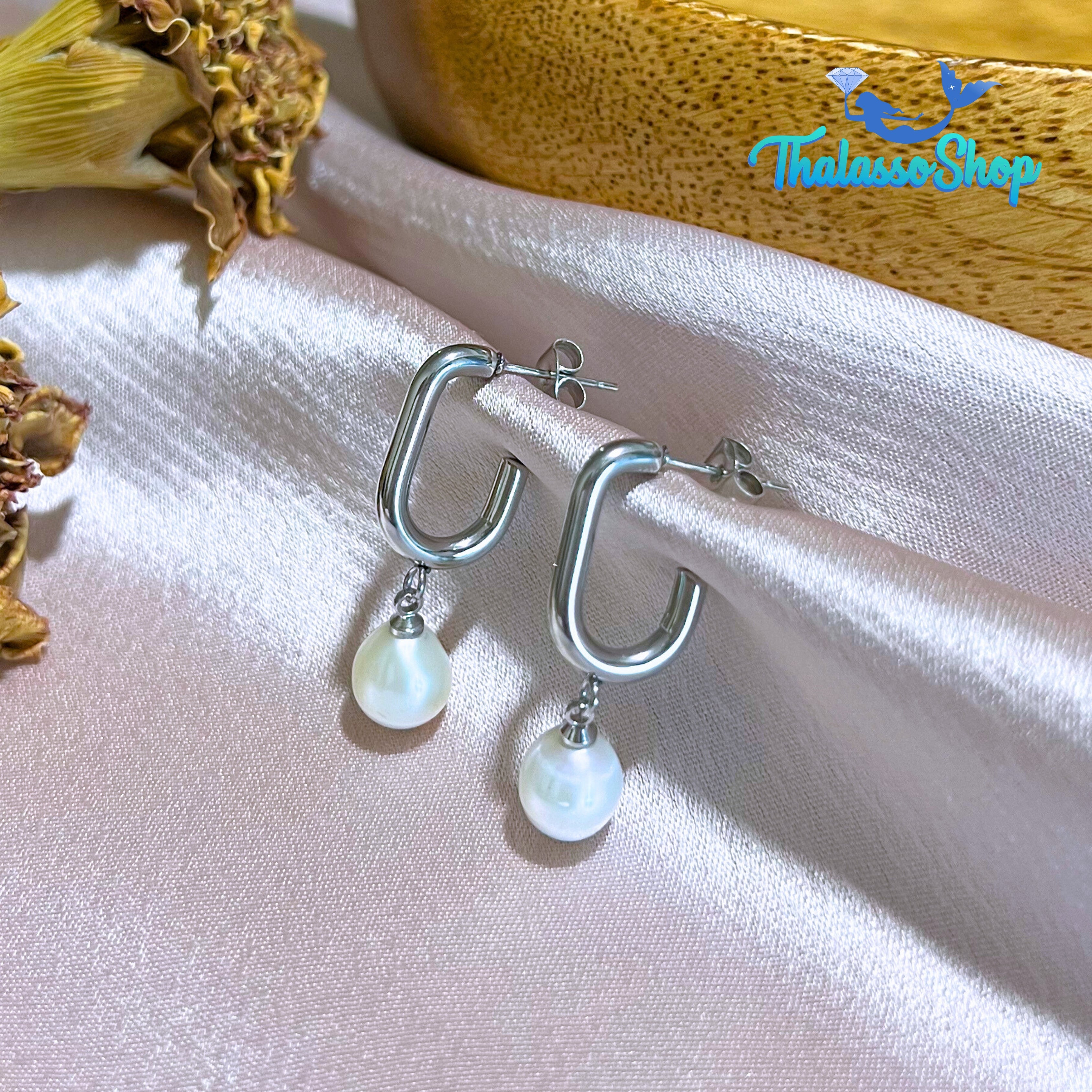 SHEYNNIS Pearl Hoop Earrings