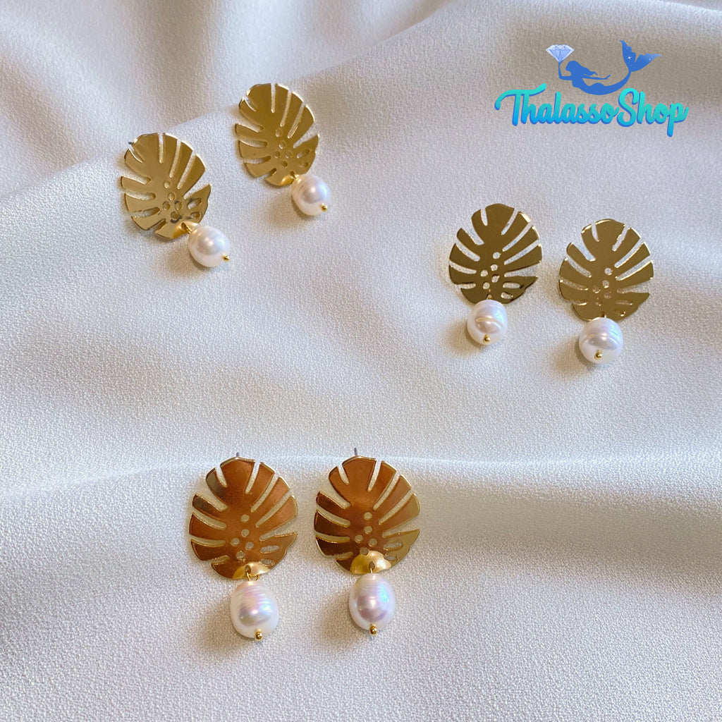 MONSTERA Series Pearl Earrings