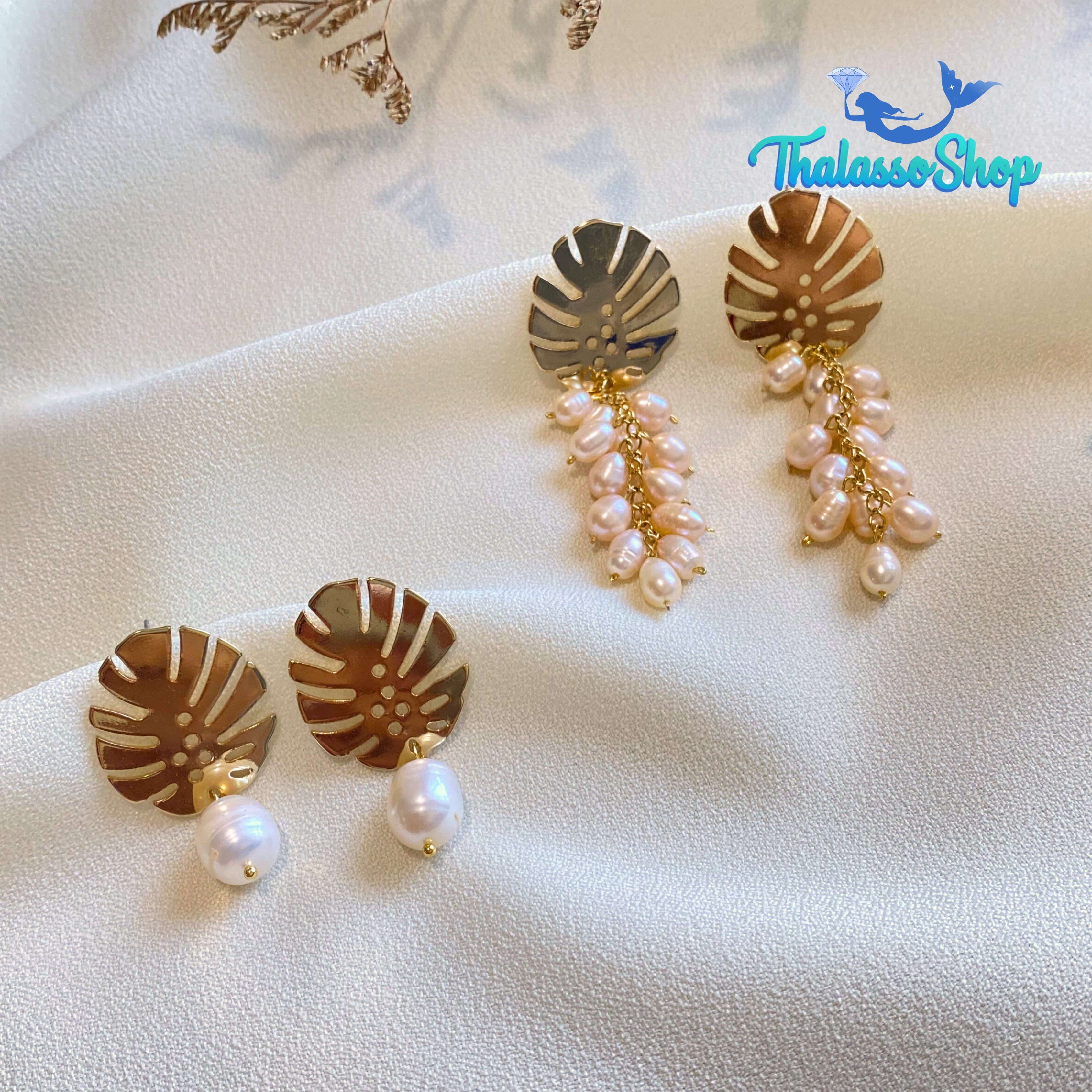MONSTERA Series Pearl Earrings