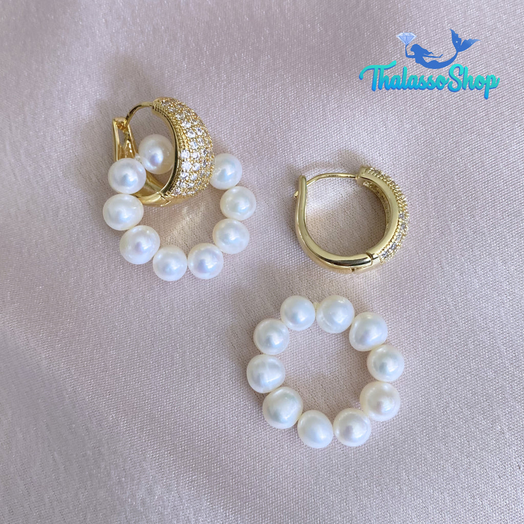 WILNELIA Pearl Hoop Earrings