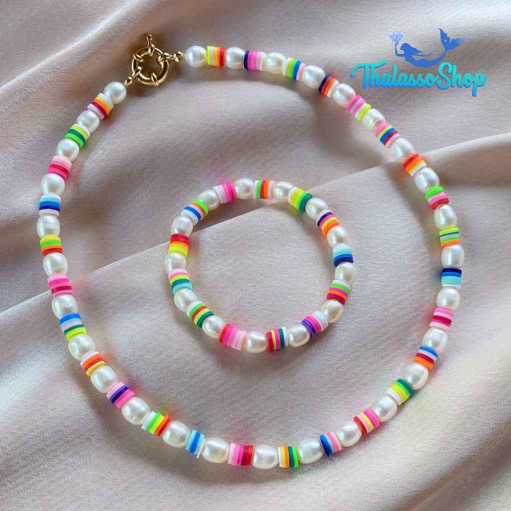 BEATRICE Pearl & Polymer Silicone Bead Necklace