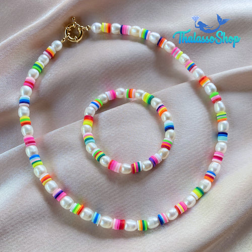 BEATRICE Pearl & Polymer Silicone Bead Necklace