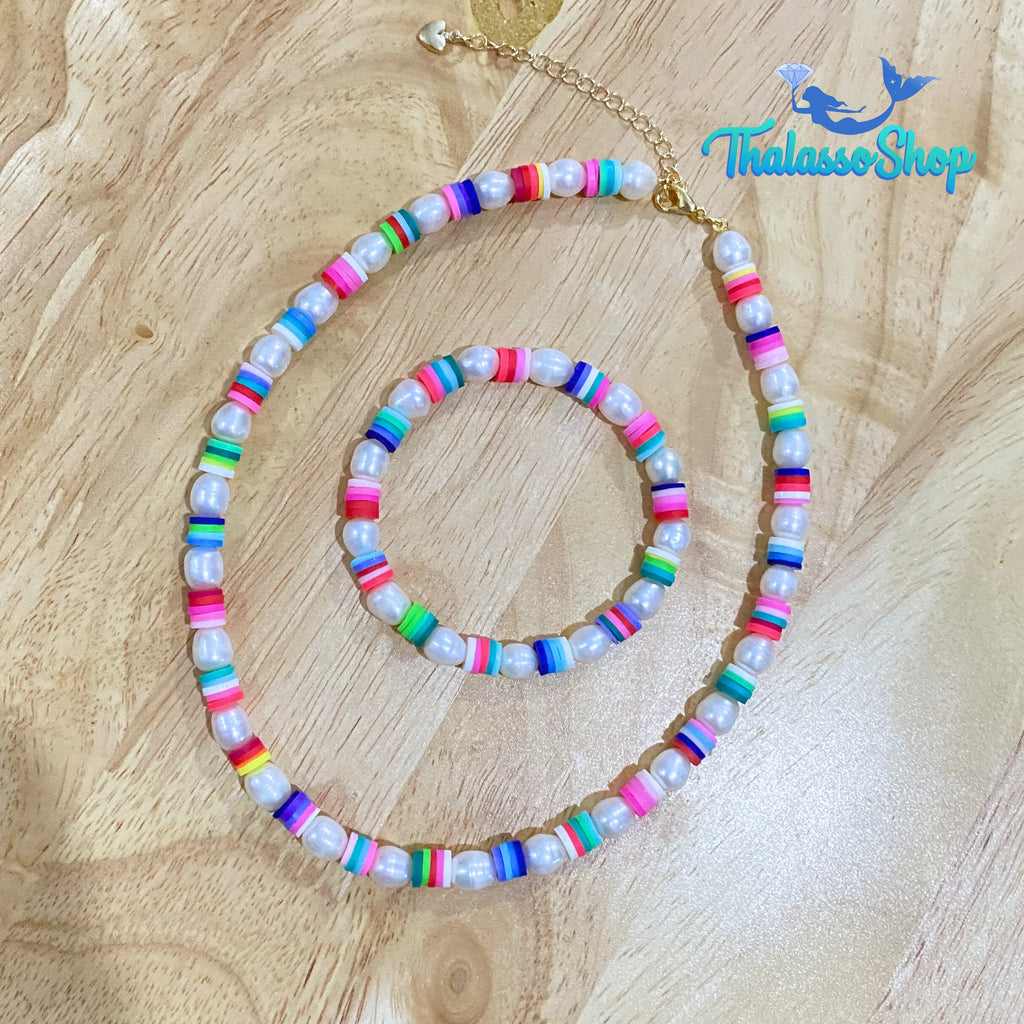 BEATRICE Pearl & Polymer Silicone Bead Necklace