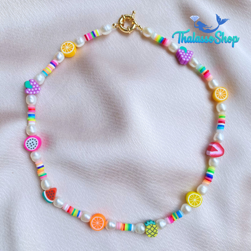 MAUREEN Pearl & Polymer Silicone Bead Necklace