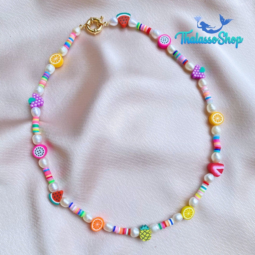MAUREEN Pearl & Polymer Silicone Bead Necklace